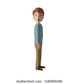 light color shading caricature full body guy with hairstyle looking to side
