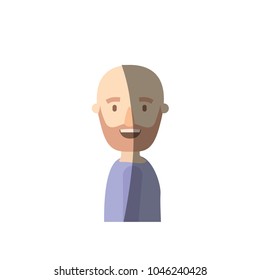 light color shading caricature side view half body bald man bearded
