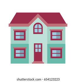 light color silhouette of facade house of two floors and roof vector illustration