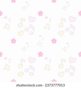 Color claro suave lindo patrón sin fisuras con flores cardíacas de estrella melódica para niños papel de papel de diseño gráfico textil papel de impresión 