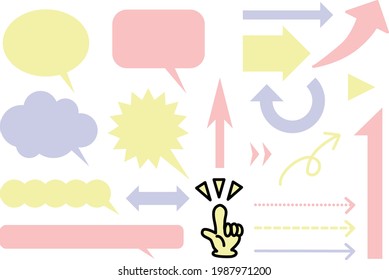 Light color speech balloon and arrow set