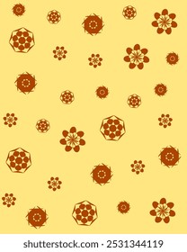 Light Colored Background with Brown Floral Design