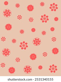 Light Colored Background with Red Floral Design