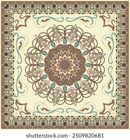 light colored carpet Rounded corners of a rug for decorating a rectangular room abstract mandala