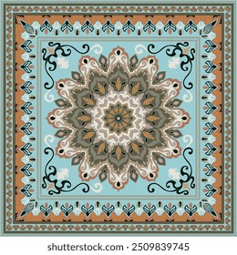 light colored carpet Rounded corners of a rug for decorating a rectangular room abstract mandala