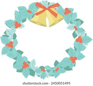 Light colored Christmas wreath illustration frame