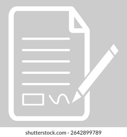 Icono de documento de color claro con lápiz para denotar archivo de contrato.