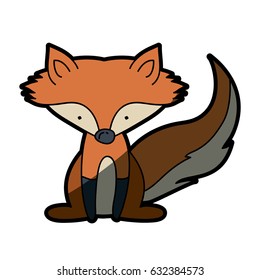 light colored hand drawn silhouette of fox sitting with half shadow vector illustration