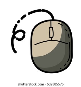 light colored hand drawn silhouette of computer mouse with half shadow vector illustration