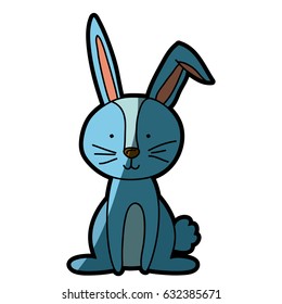 light colored hand drawn silhouette of bunny sitting with half shadow vector illustration