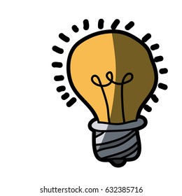 light colored hand drawn silhouette of light bulb with half shadow vector illustration