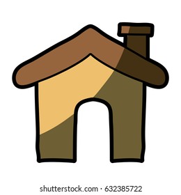 light colored hand drawn silhouette of house icon with half shadow vector illustration