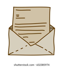 light colored hand drawn silhouette of envelope mail opened vector illustration