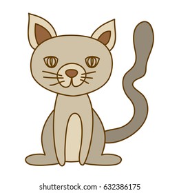 light colored hand drawn silhouette of cat sitting vector illustration