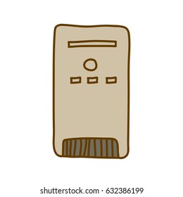 light colored hand drawn silhouette of desktop tower computer vector illustration