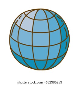 light colored hand drawn silhouette of sphere with meridians and mesh vector illustration