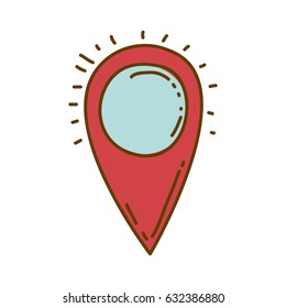light colored hand drawn silhouette of map pointer vector illustration
