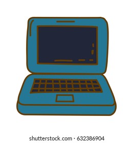 light colored hand drawn silhouette of laptop computer vector illustration