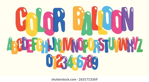 light colored rounded simple font on the theme of balloons. A set of letters and numbers of the Latin alphabet. Not used ai