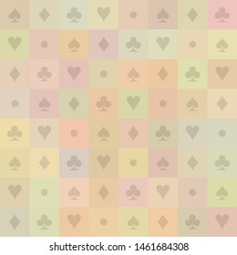 Light colored seamless tiled casino vector pattern on white background.