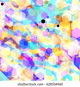 Light colored texture from chaotic geometrical shapes. Abstract seamless background for fabric, wrapping, home decor. Watercolor effect
