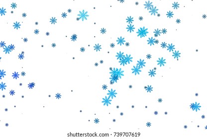 Light colored vector cover with beautiful snowflakes. Decorative shining illustration with snow on abstract template. The pattern can be used for year new  websites.