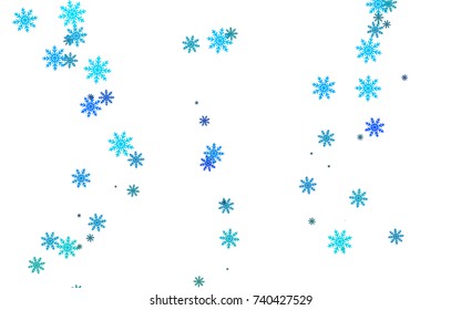 Light colored vector cover with beautiful snowflakes. Snow on blurred abstract background with gradient. The pattern can be used for new year ad, booklets.