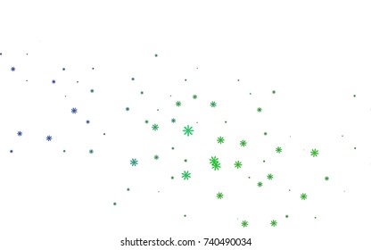 Light colored vector cover with beautiful snowflakes. Decorative shining illustration with snow on abstract template. New year design for your ad, poster, banner.