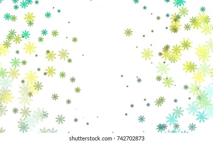 Light colored vector cover with beautiful snowflakes. Snow on blurred abstract background with gradient. The pattern can be used for new year leaflets.