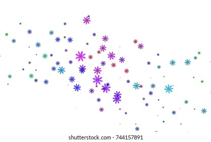 Light colored vector cover with beautiful snowflakes. Snow on blurred abstract background with gradient. The pattern can be used for new year leaflets.