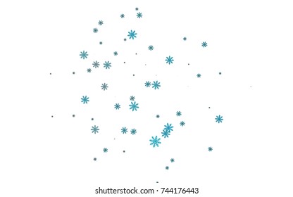 Light colored vector cover with beautiful snowflakes. Snow on blurred abstract background with gradient. The pattern can be used for new year leaflets.