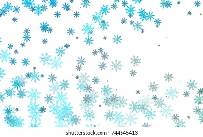 Light colored vector cover with beautiful snowflakes. Snow on blurred abstract background with gradient. The pattern can be used for year new  websites.