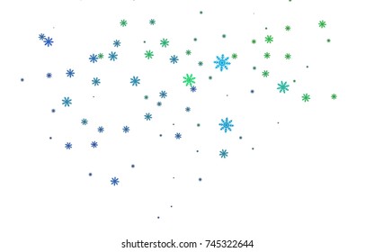 Light colored vector cover with beautiful snowflakes. Modern geometrical abstract illustration with crystals of ice. The pattern can be used for new year leaflets.