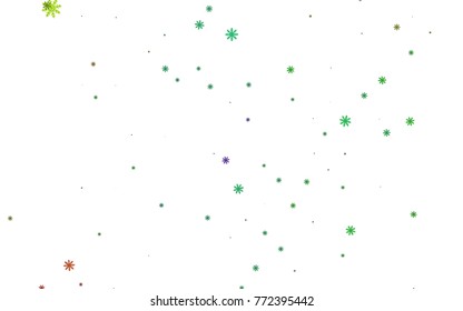 Light colored vector cover with beautiful snowflakes. Shining colored illustration with snow in christmas style. The pattern can be used for year new  websites.