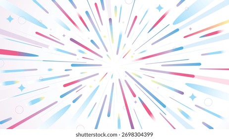 Light and colorful abstract vector background with smooth speed lines converging into the center. Ideal for camera fly-through animation, dynamic transitions, and modern motion graphics.