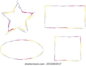 light colorful different sketch shapes frames set vector