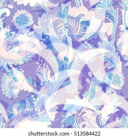 Light colorful seamless pattern. Colorful flowers elegant wallpaper
