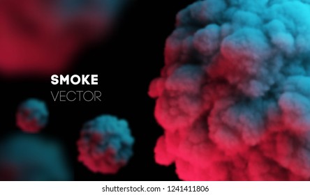 Light colorful smoke. Vector background EPS 10. Mist and smog. Backdrop scent fog and realistic smoke. Pink dust explosion, steam pink cosmic color effect.