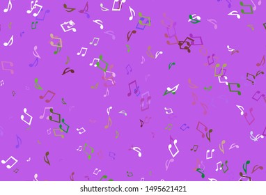 Light colorful vector backdrop with music notes. Modern abstract illustration with melody keys. Template for fasion magazines.