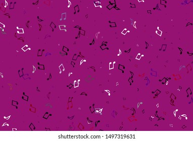 Light colorful vector backdrop with music notes. Modern abstract illustration with melody keys. Pattern for festival leaflets.