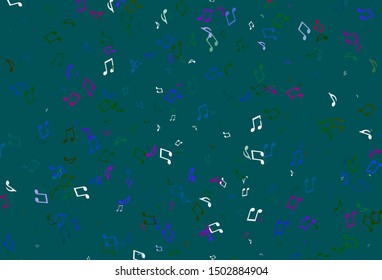 Light colorful vector backdrop with music notes. Decorative design in abstract style with music shapes. Template for fasion magazines.
