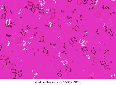 Light colorful vector backdrop with music notes. Decorative design in abstract style with music shapes. Pattern for websites of musitians.