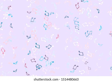 Light colorful vector backdrop with music notes. Shining illustration of colorful gradient music notes. Template for fasion magazines.