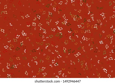 Light colorful vector background with music symbols. Decorative design in abstract style with music shapes. Pattern for festival leaflets.