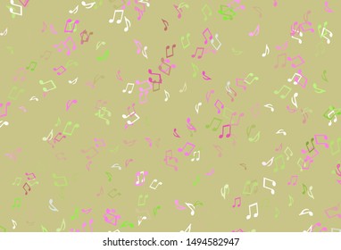 Light colorful vector background with music symbols. Decorative design in abstract style with music shapes. Template for fasion magazines.