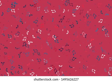 Light colorful vector background with music symbols. Shining illustration of colorful gradient music notes. Modern design for wallpapers.