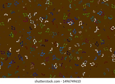 Light colorful vector background with music symbols. Isolated colorful music keys on abstract background. Template for fasion magazines.