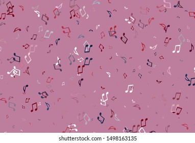 Light colorful vector background with music symbols. Isolated colorful music keys on abstract background. Template for fasion magazines.