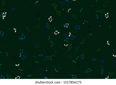 Light colorful vector background with music symbols. Shining illustration of colorful gradient music notes. Template for fashion magazines.