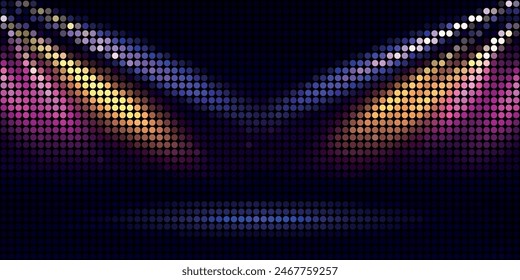 Fondo abstracto geométrico moderno del círculo del Vector colorido claro. Plantilla de textura punteada. Patrón geométrico en estilo de semitonos con degradado.